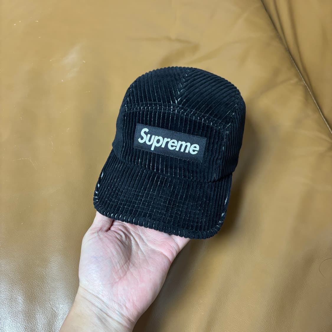 슈프림 캠프캡 모자 박스로고 23SS 코듀로이 투톤 블랙 상품이미지3