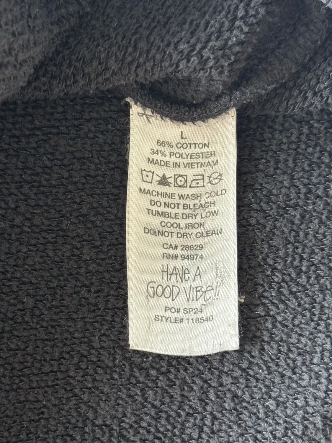 스투시 스포츠 후드 집업 워시드 블랙 L 상품이미지5