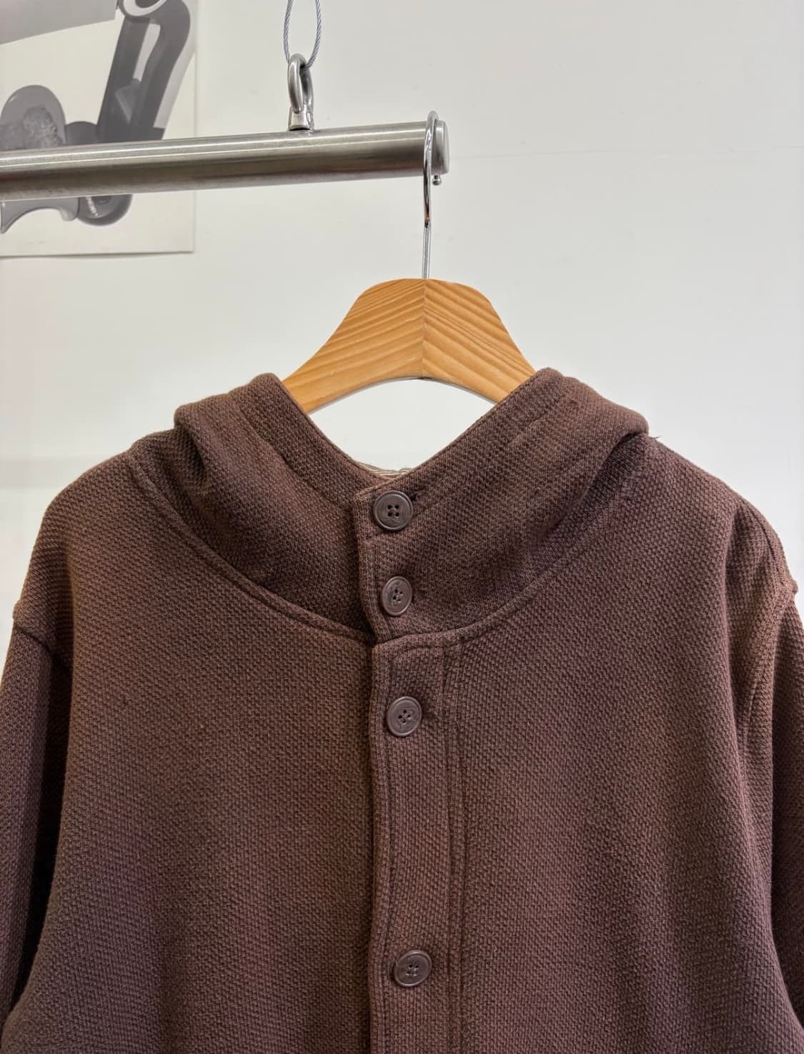 버튼 후드집업 자켓 브라운 상품이미지2