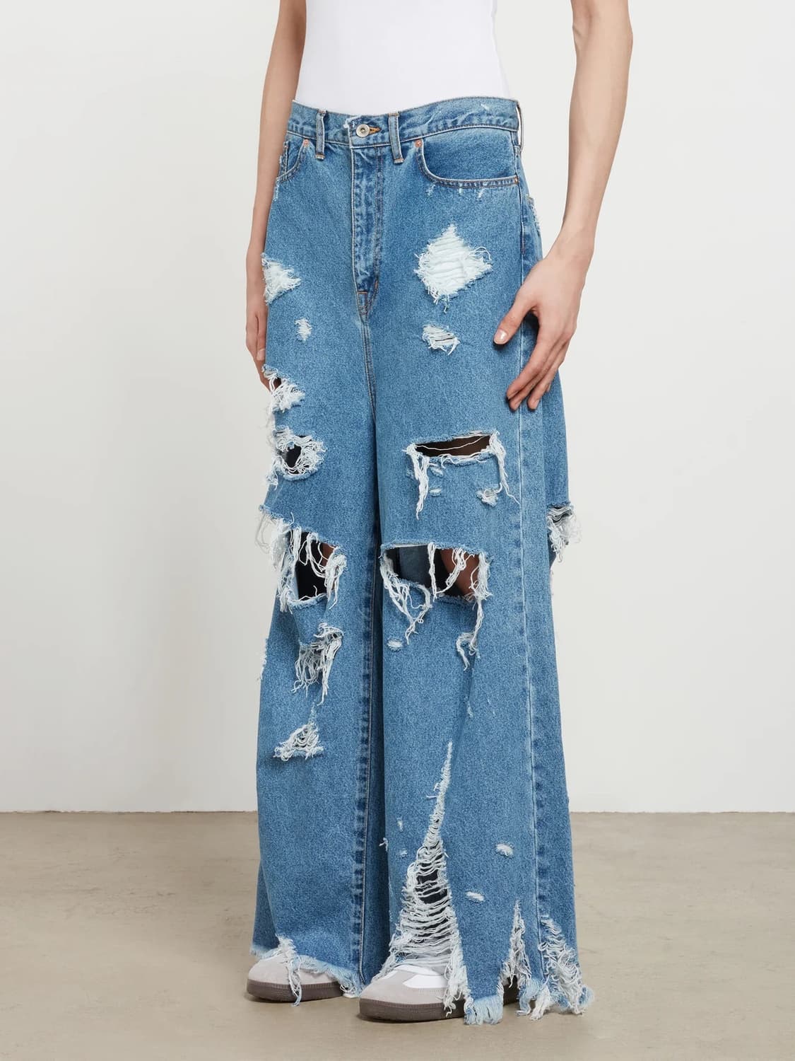 (급처)23ss 더블렛 디스트로이드 와이드 레그진 M 상품이미지6