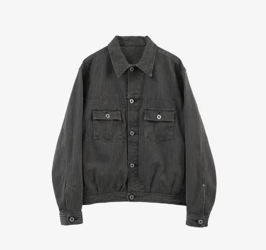 [2] 폴리테루 유즈드 트러커 자켓 다이드 그레이 스트라이프 상품이미지1