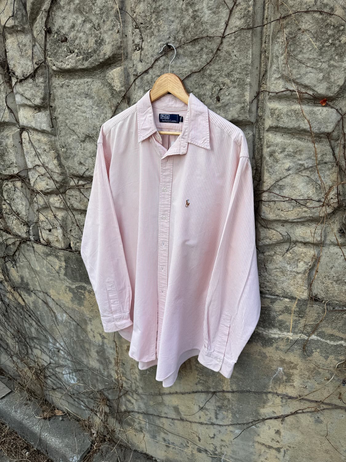 폴로 랄프로렌 빈티지 핑크 스트라이프 셔츠 빅사이즈 상품이미지3