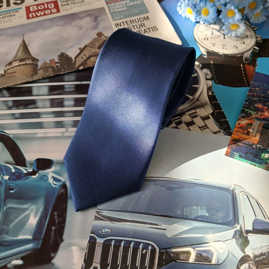 질스튜어트 실크 블루 솔리드 넥타이 6.9cm A등급 A19670 상품이미지4