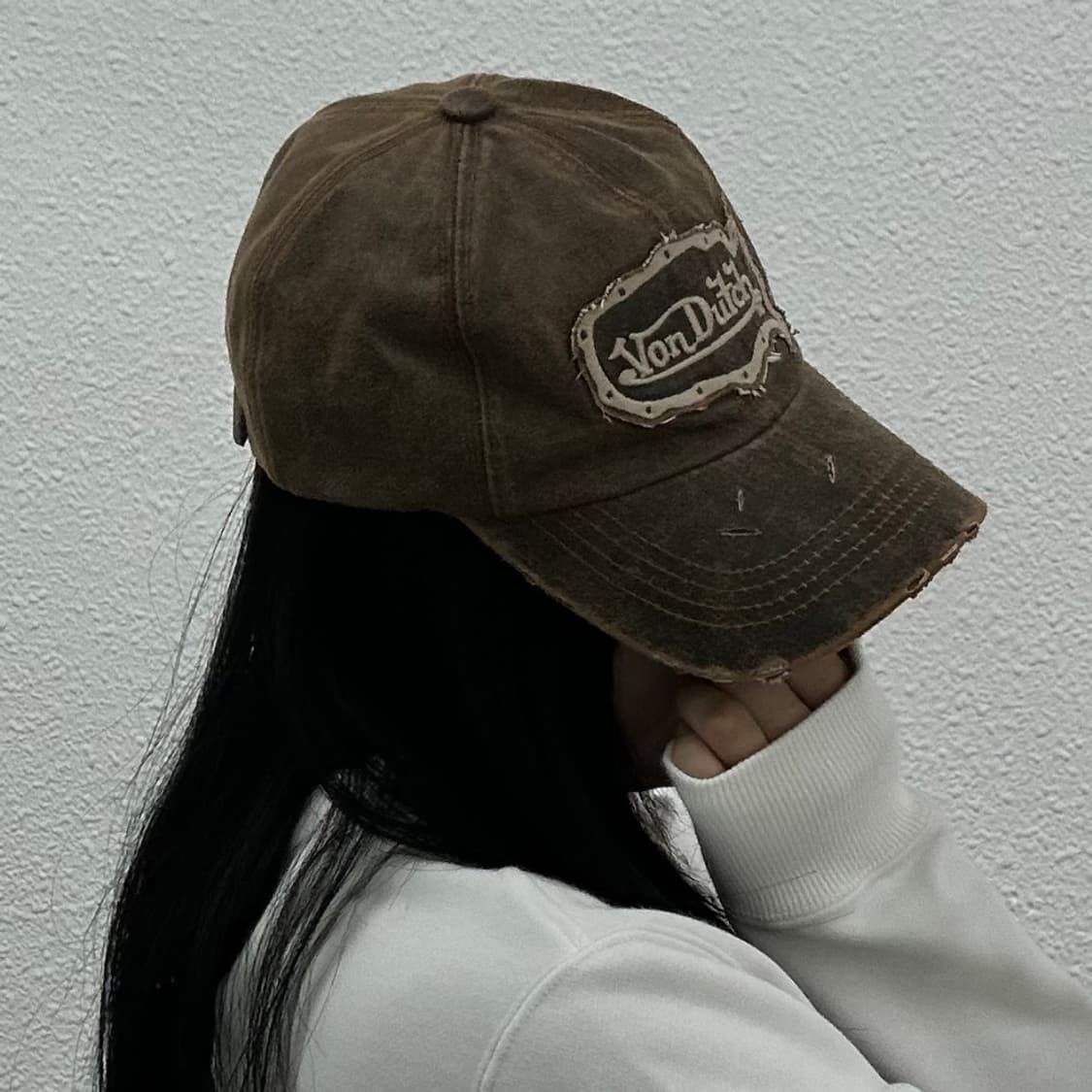 본더치 y2k 레더 브라운 볼캡 상품이미지2