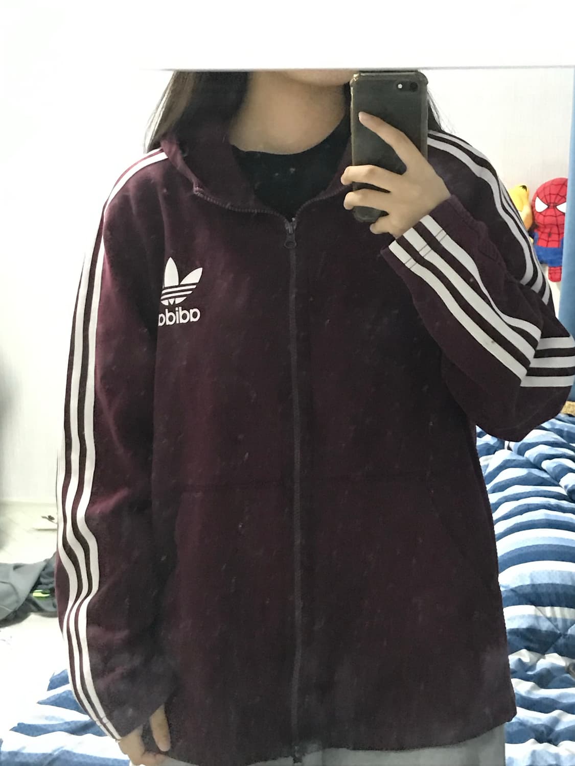 (무배) 아디다스 버건디 후드집업 상품이미지3