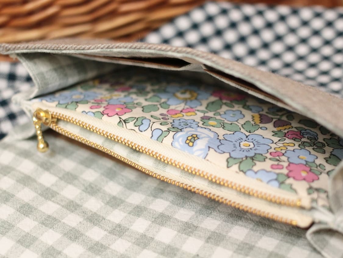 핸드메이드 민트 체크 장지갑 상품이미지5