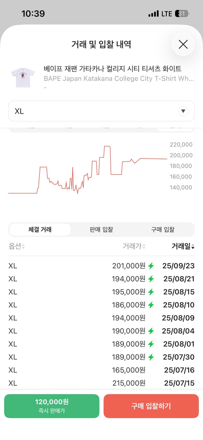베이프 재팬 가타카나 컬리지 티셔츠 상품이미지3