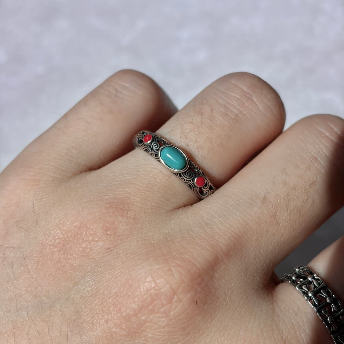 Oribell 에스닉 스톤 925실버 오픈링 반지 상품이미지2