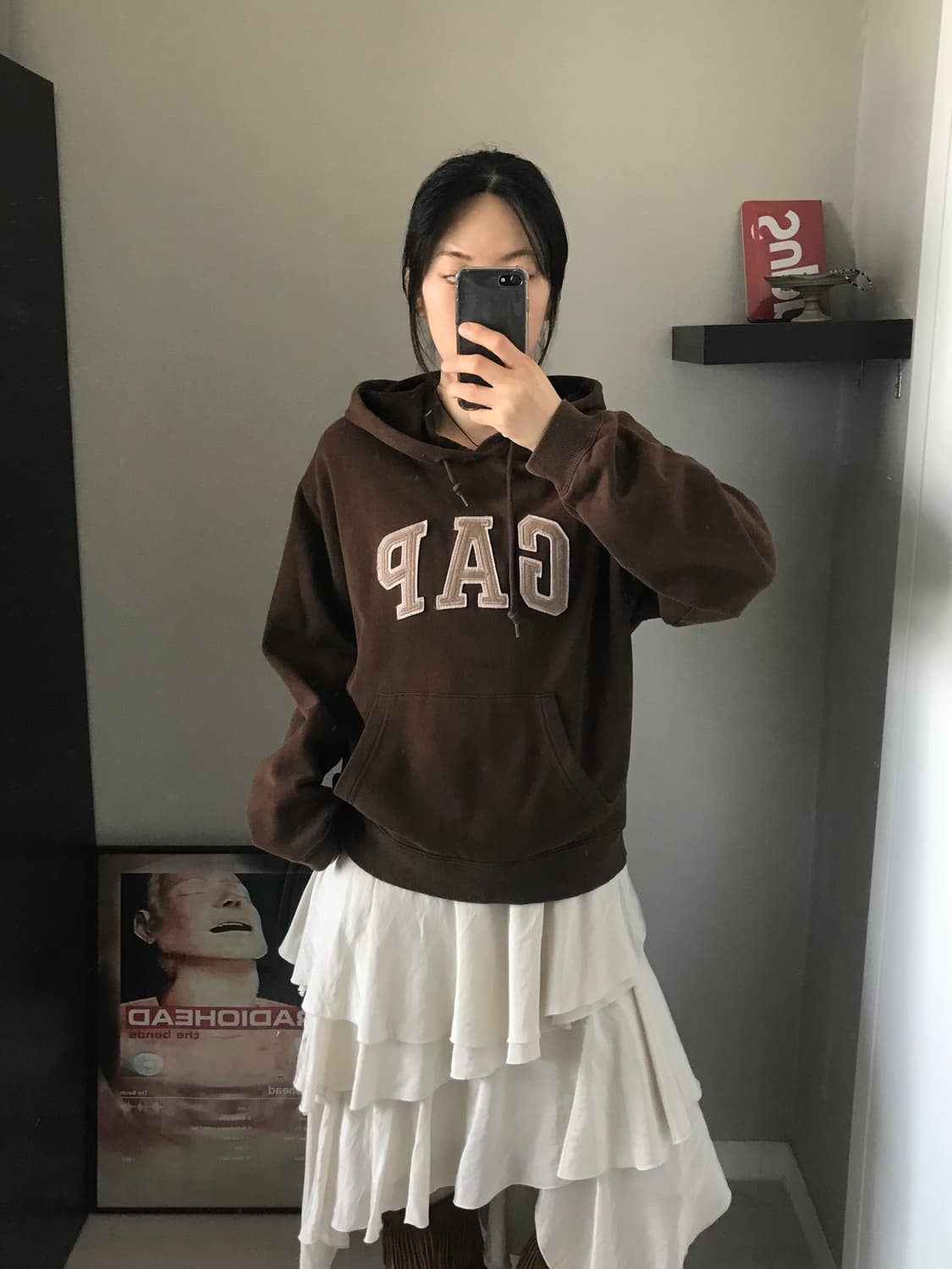 갭 중앙 빅로고 브라운 후드티 상품이미지1