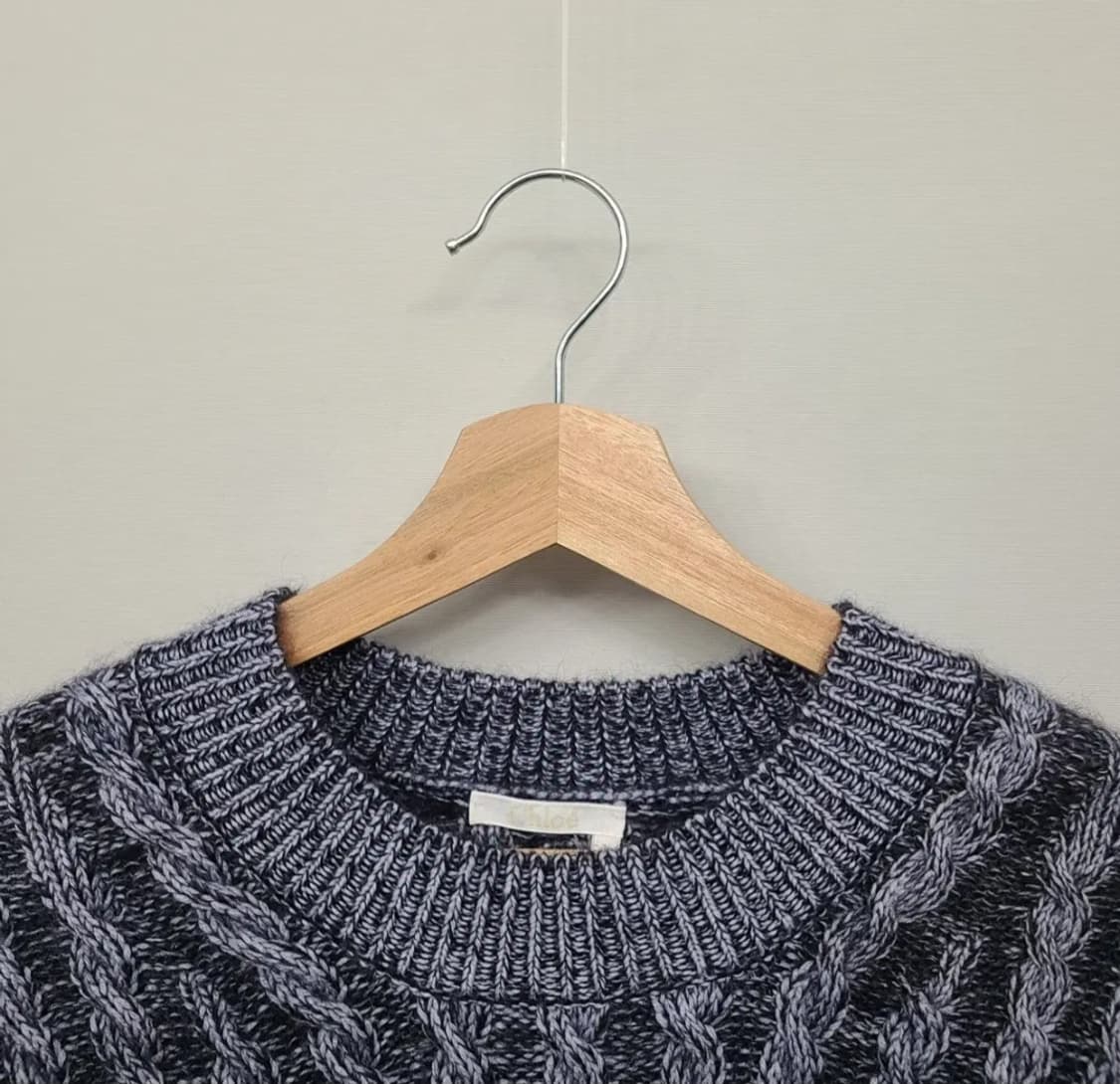 끌로에 정품 여성 청키 울 블랜드 케이블 스웨터 네이비 M 상품이미지5