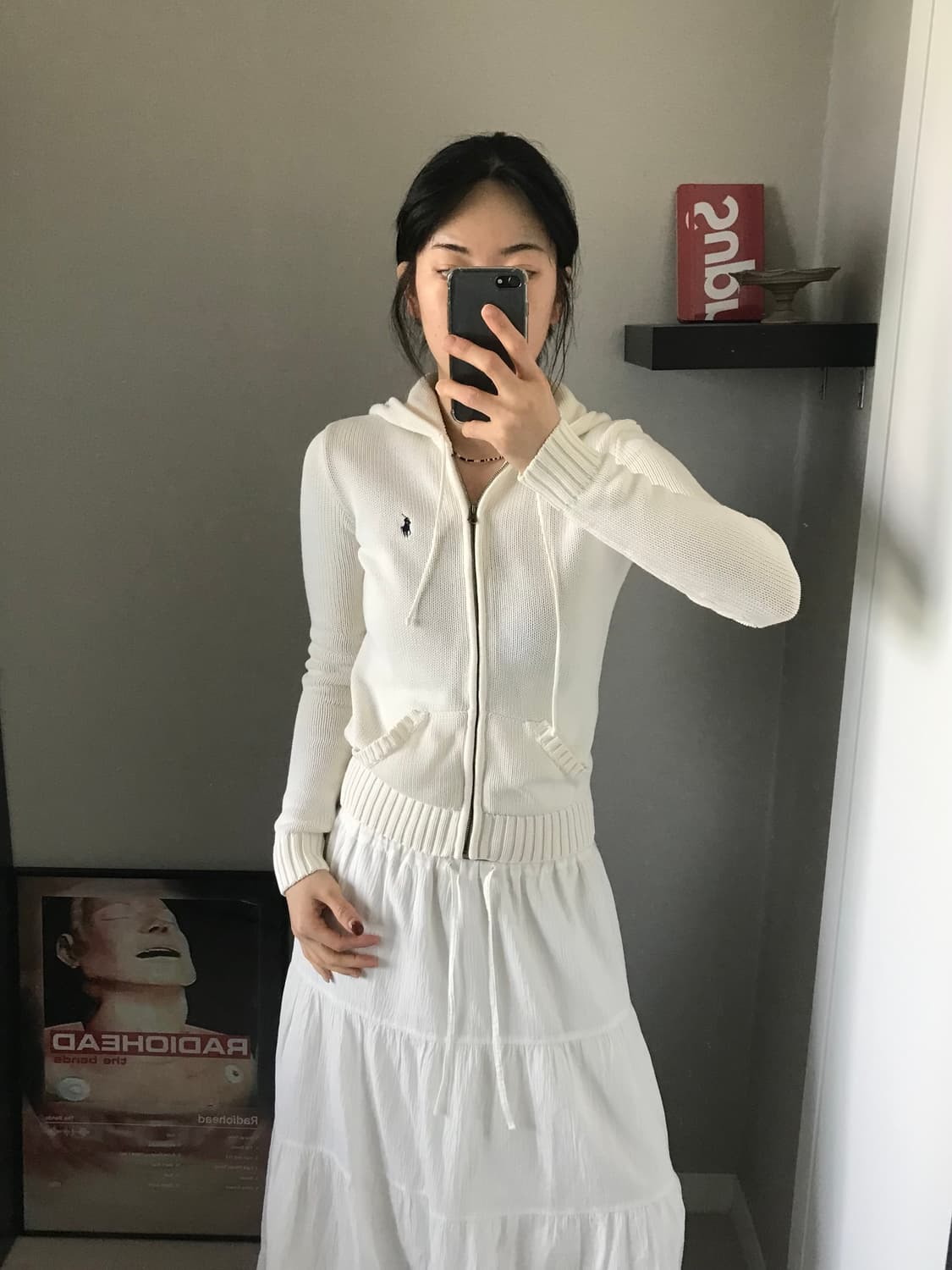 대장급 폴로 랄프로렌 포니 로고 화이트 니트 후드집업 상품이미지3