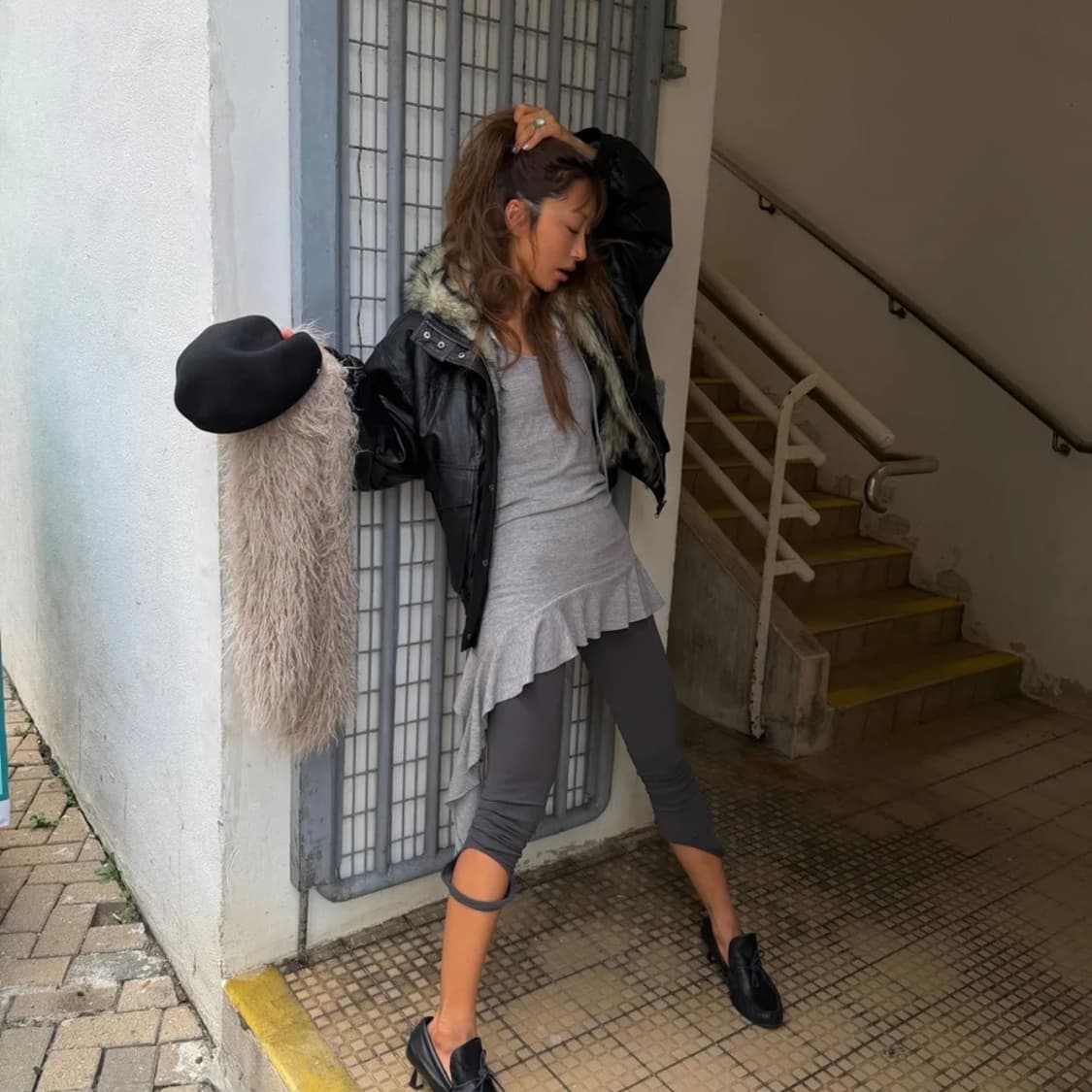 샌드릭 리버시블 퍼 레더점퍼 상품이미지2