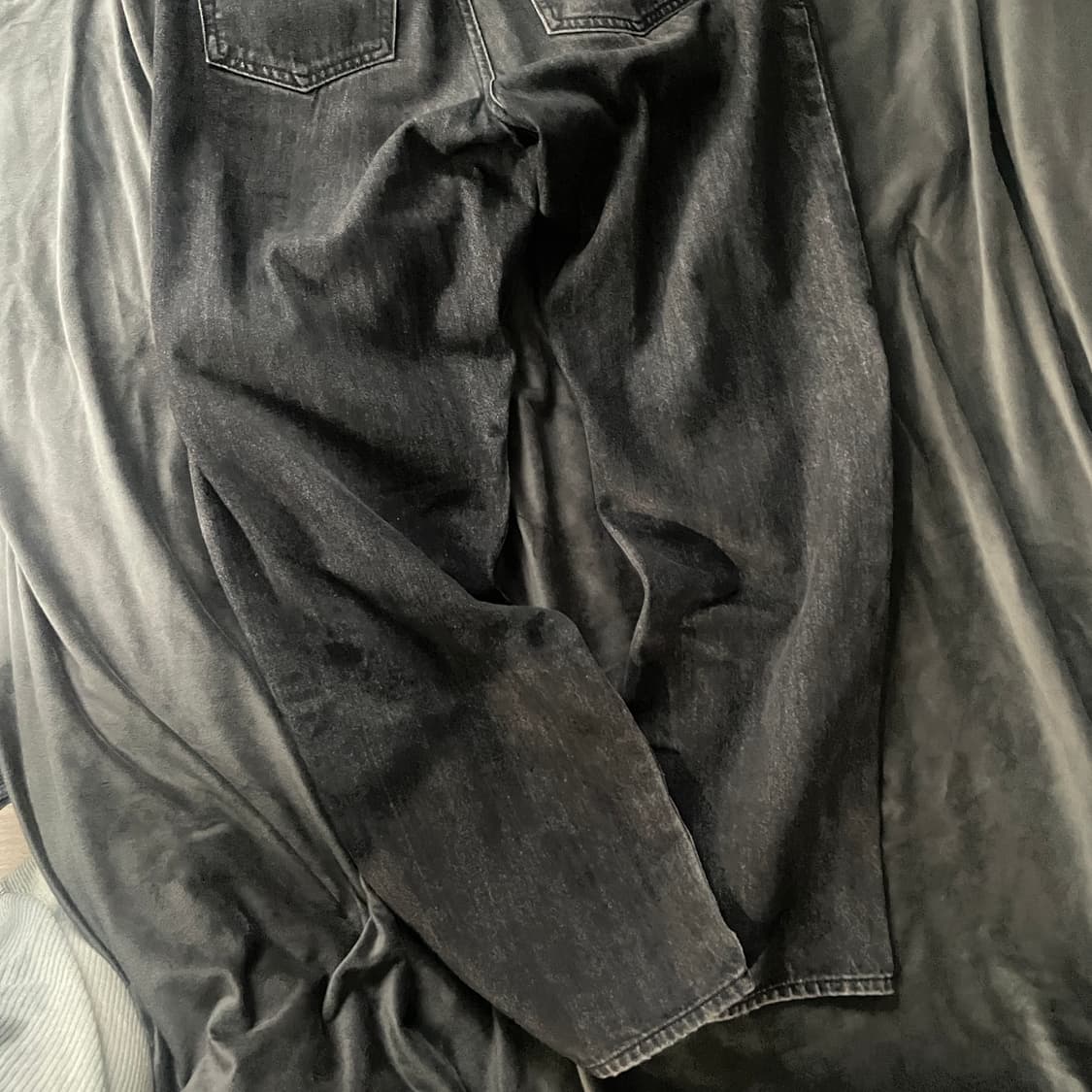 비슬로우 퍼플 블랙 워싱 와이드 집 데님 팬츠 30-32 상품이미지5