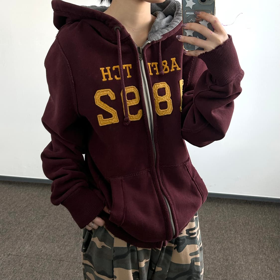 Abercrombie아베크롬비 &fitch 버건디 후드집업  상품이미지1