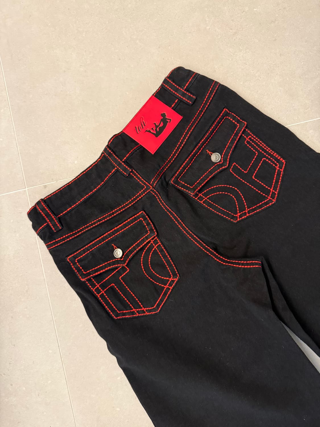 [ONE SIZE] Toh 체리 스티치 로우 라이즈 데님 팬츠 상품이미지6