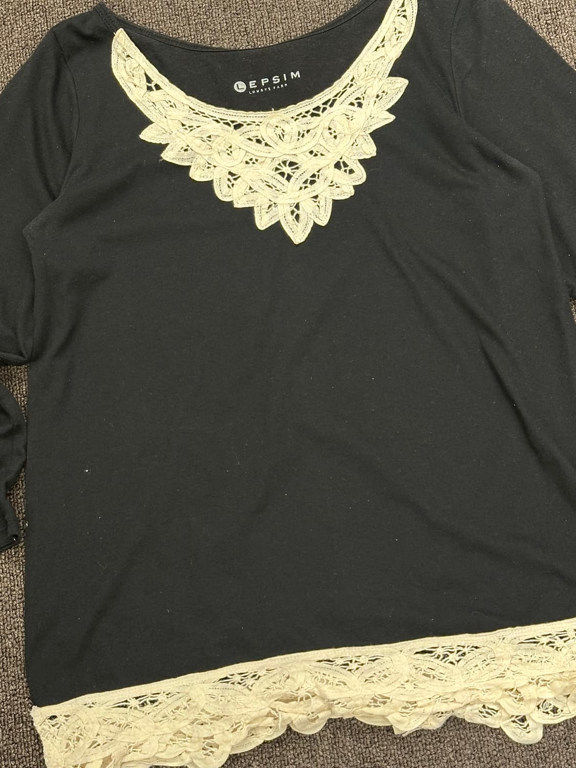 L)Japanese vintage 여성 블랙 레이스 롱슬리브 상품이미지3