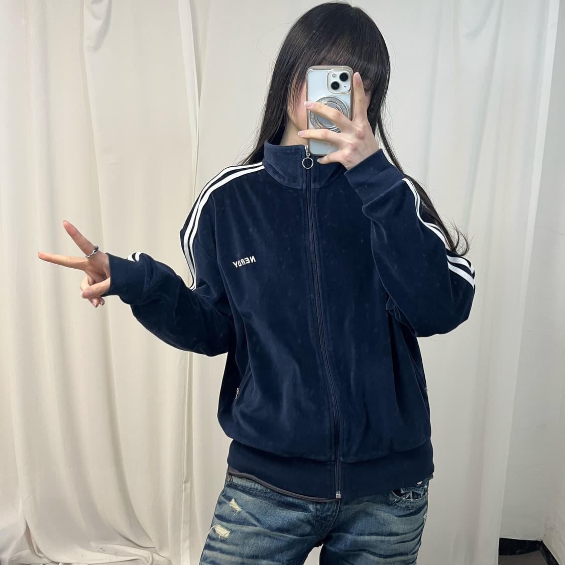 NERDY navy velvet jersey 상품이미지2