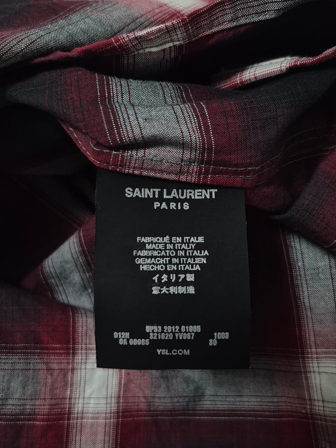 생로랑 14시즌 레드/블랙 타탄 체크 셔츠 남성 95~100사이즈 상품이미지6
