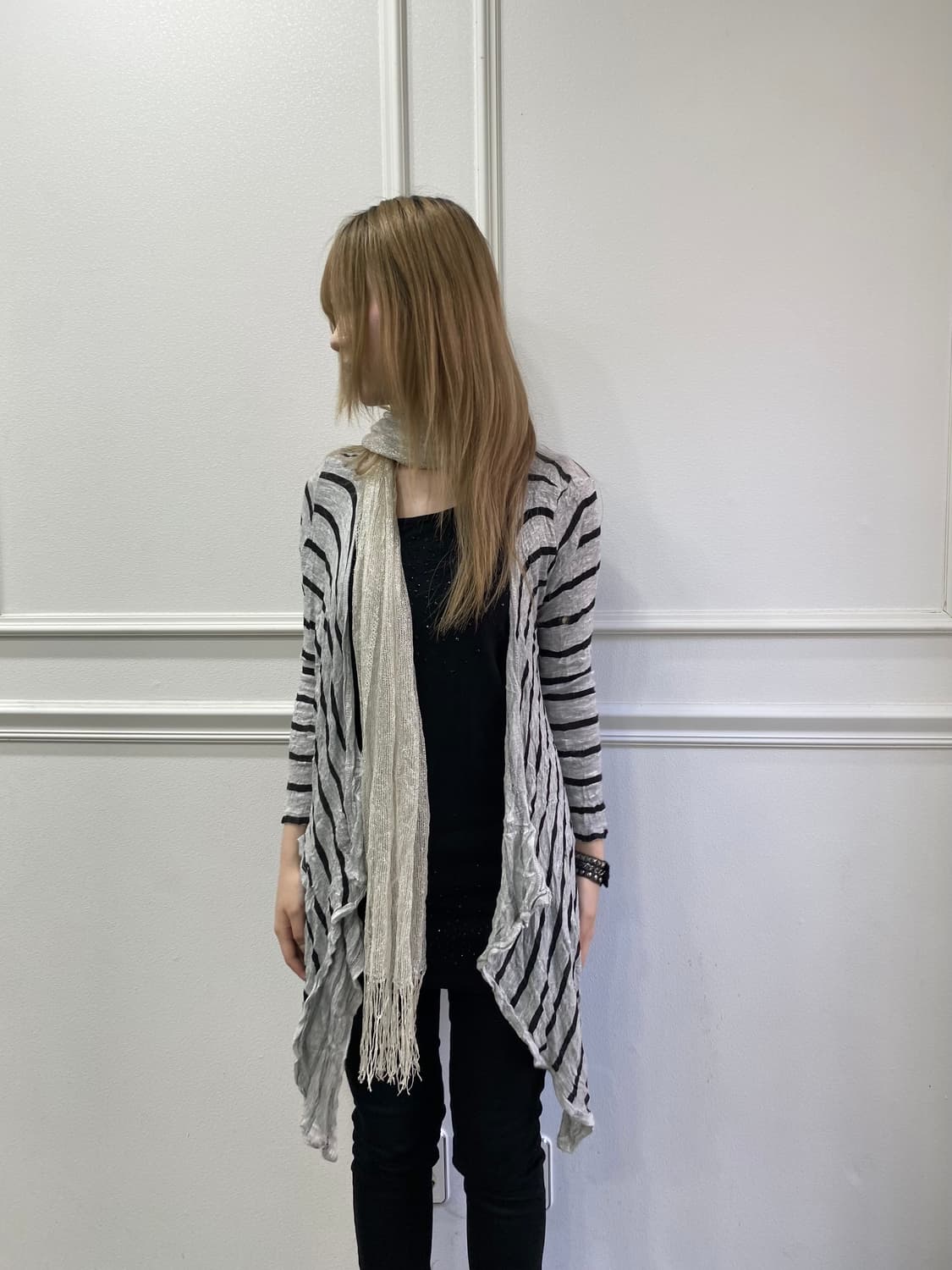 [ZARA] 2000s Stripe Unbalanced Cardigan 상품이미지1