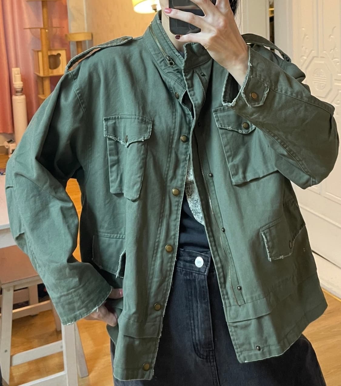 자라 Zara 베이직 오버핏카키 야상 자켓 /L 상품이미지8