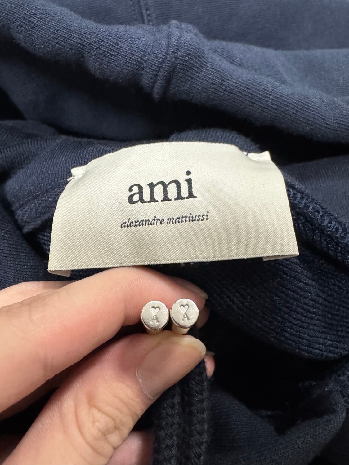 [XL] 아미 하트 로고 후드 네이비 상품이미지3