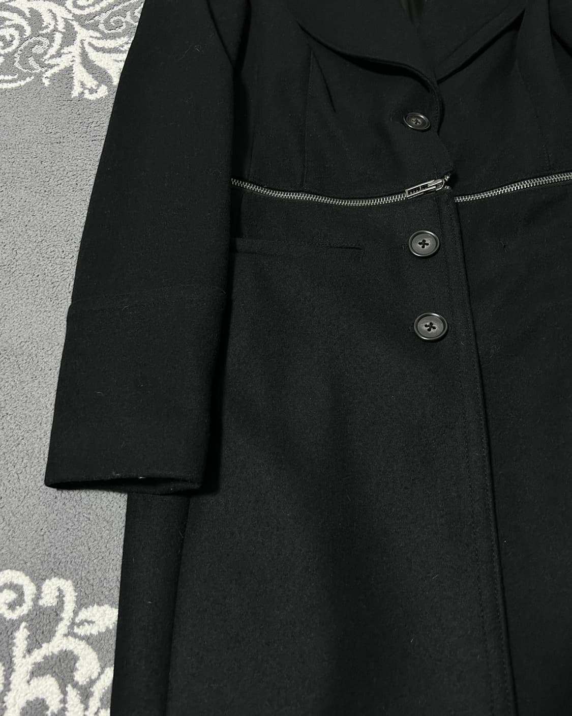 아르마니 익스체인지 웨이스트 더블 짚 울 믹스 코트 상품이미지3