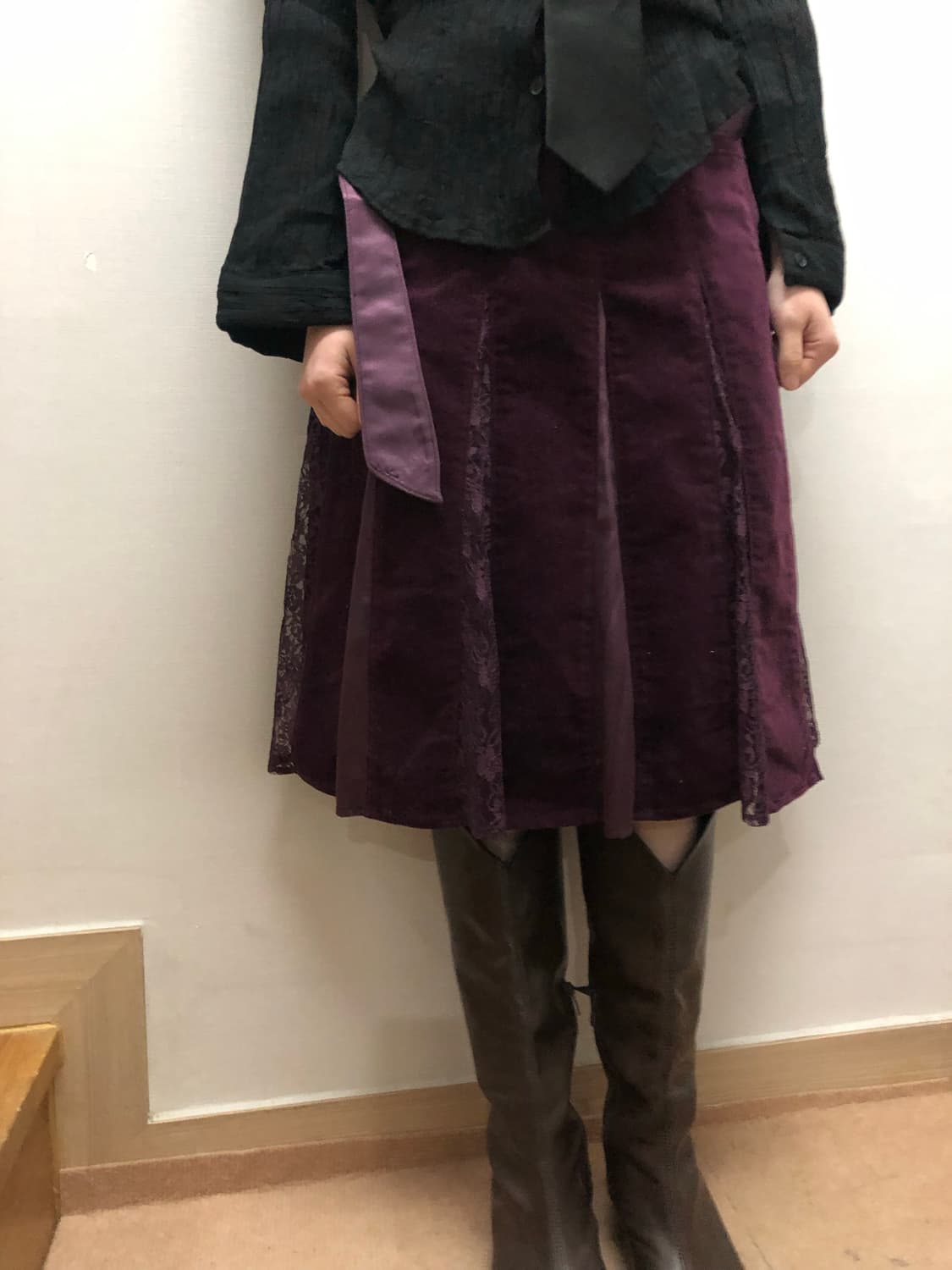 빈티지 퍼플 플리츠 스커트 상품이미지1