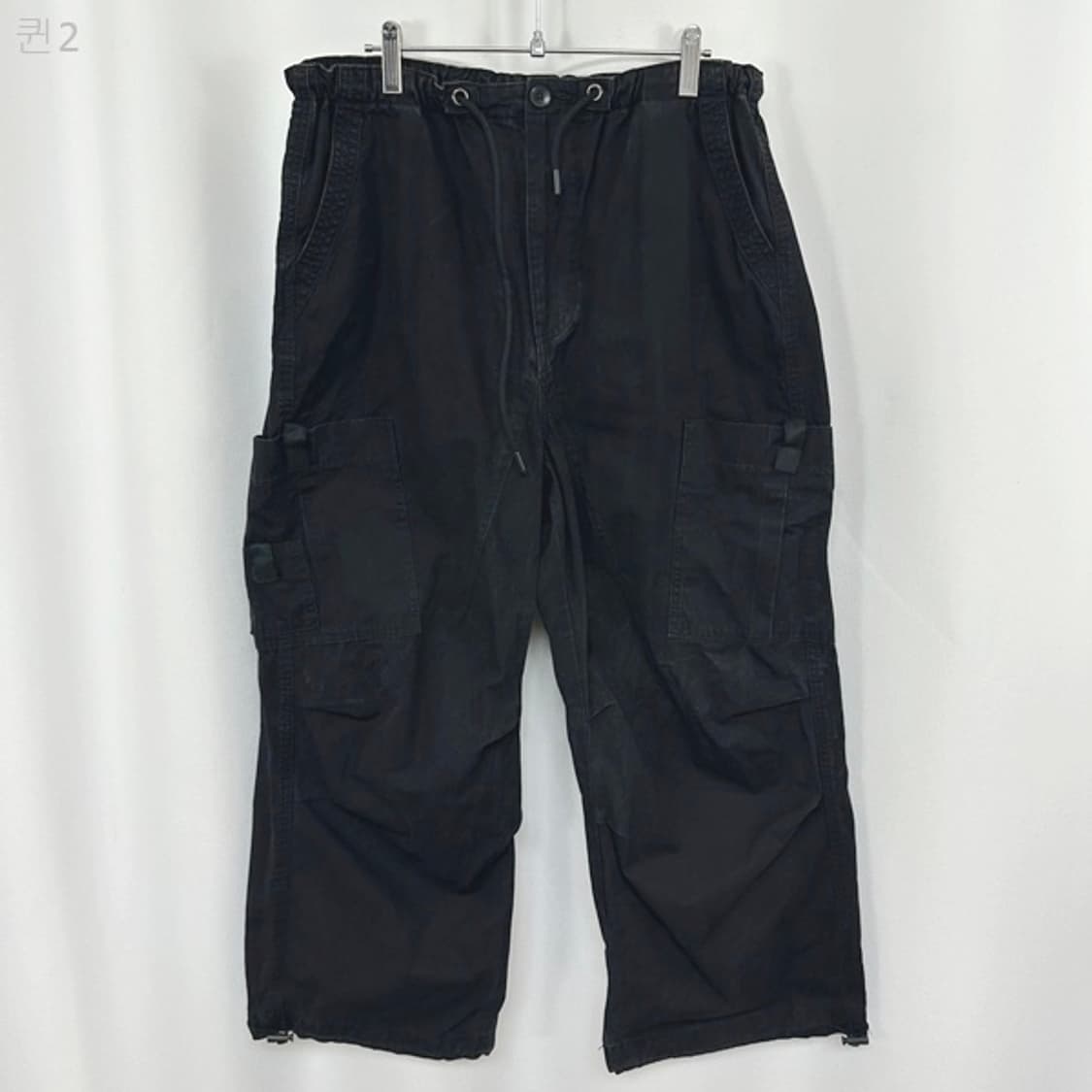 ZIZEMUSEUM 남자 밴딩 와이드 면 바지 검정 M 상품이미지1