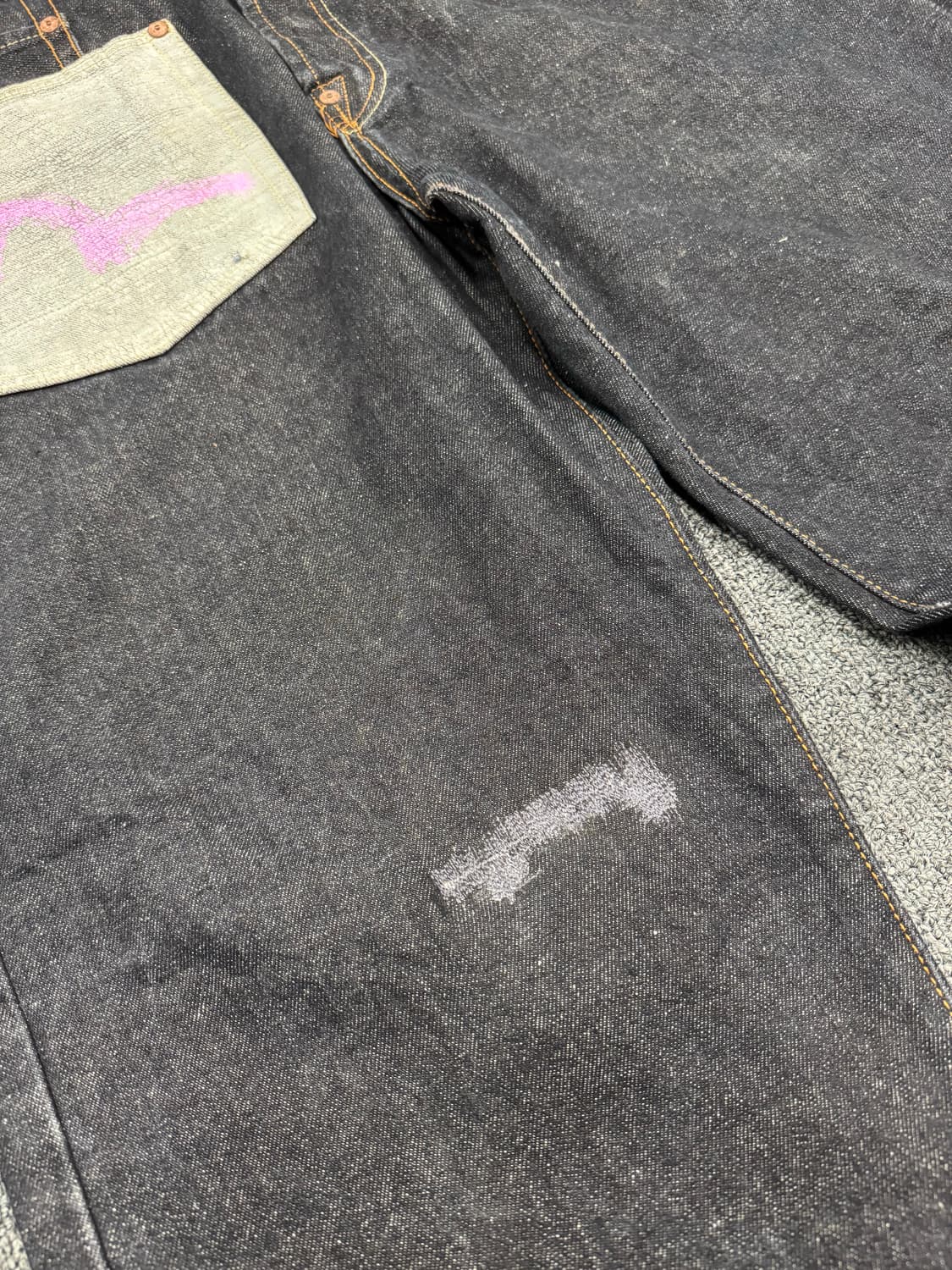 40)에비수 빈티지 앞포켓 흑청 데님팬츠 상품이미지4