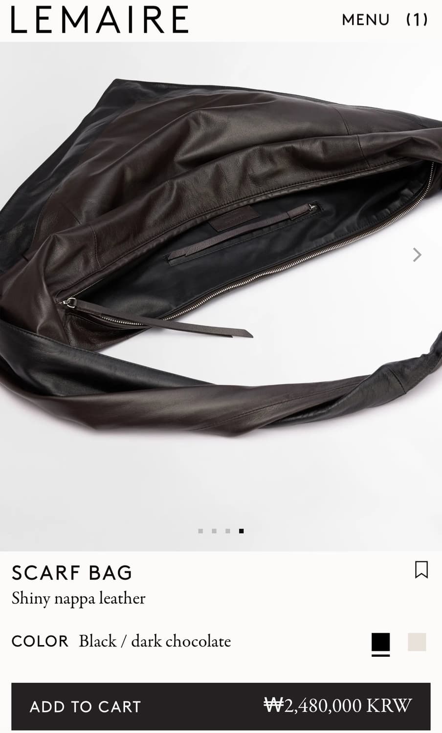 르메르 25fw 스카프백 라지_블랙/다크초콜렛 상품이미지9