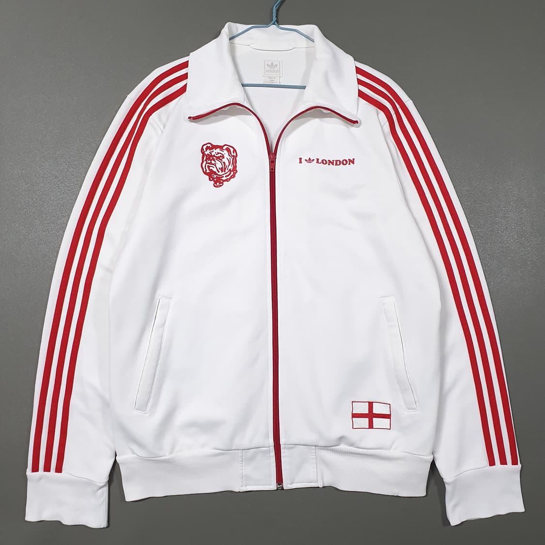 L 아디다스 대장급 희귀 불독 런던 져지 흰빨 레드 화이트 트랙탑 져지 상품이미지2