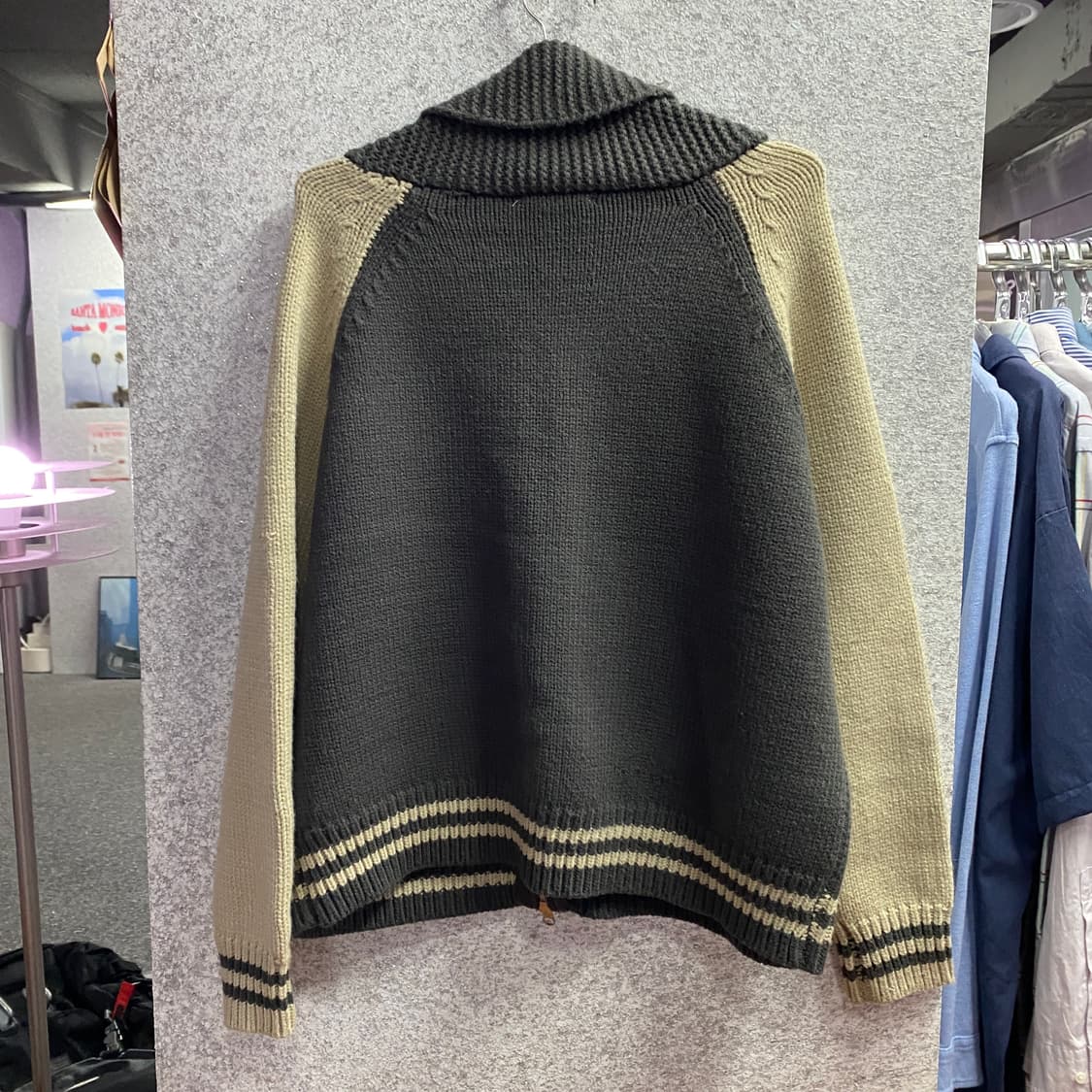 라퍼지스토어 투톤 투웨이 니트 집업 B4173 상품이미지4