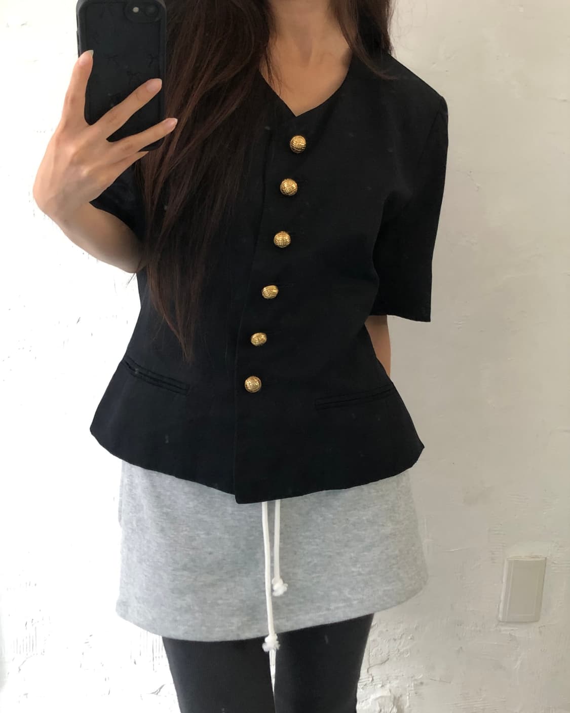 Celine 셀린느 블랙 컬러 골드 버튼 하프 블레이저 상품이미지2