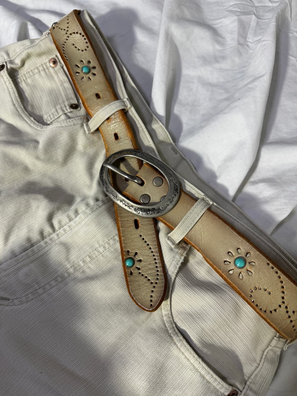 빈티지 터키석 펀칭 웨스턴 벨트 상품이미지3