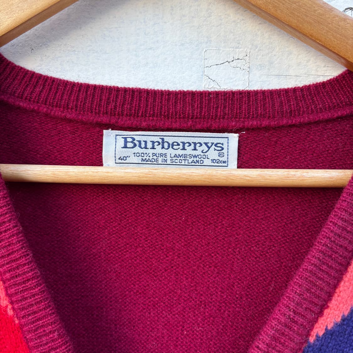 Burberry 90s 버버리 브이넥 울 니트 상품이미지4
