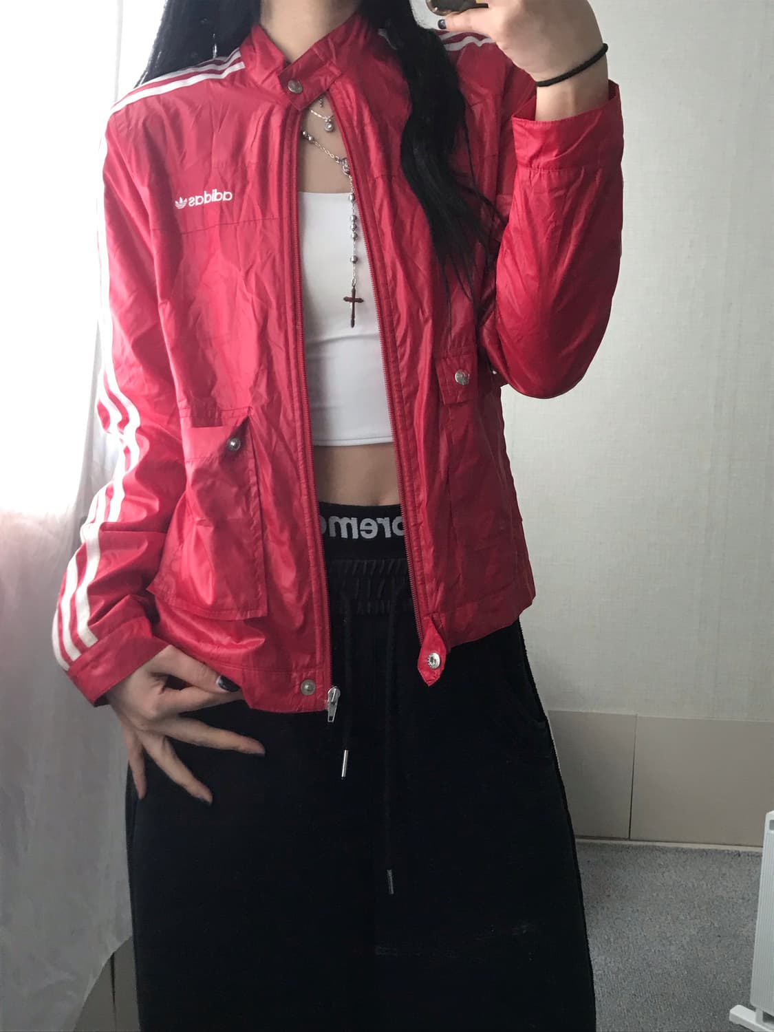 아디다스 레드 바이커자켓 상품이미지1