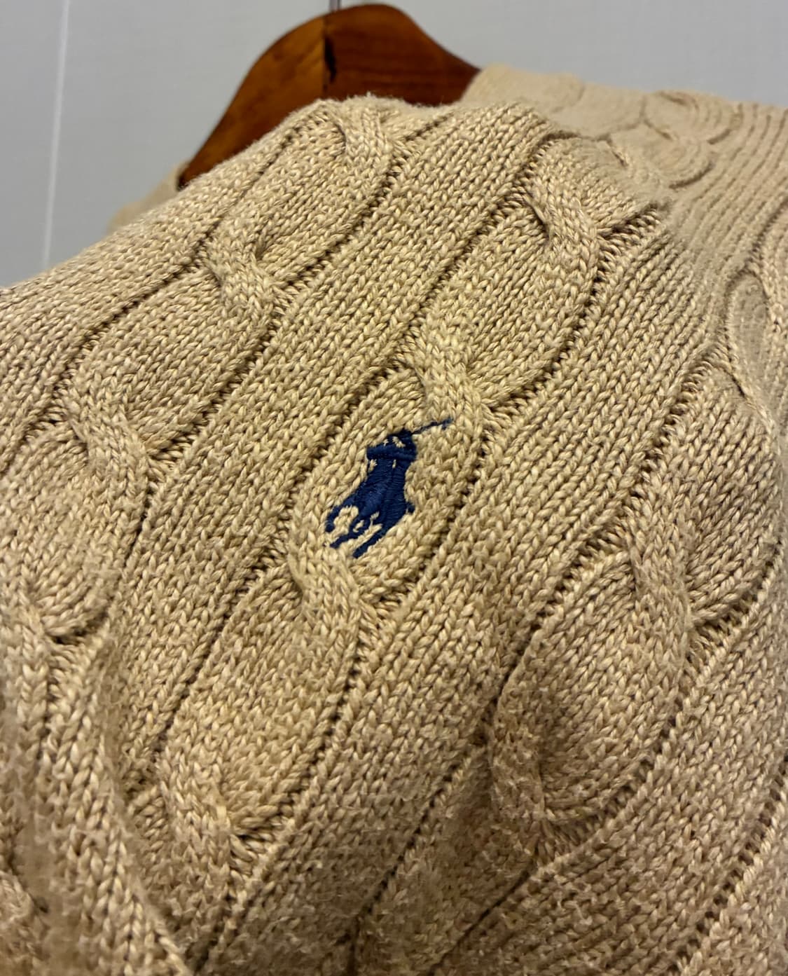 (L/103)POLO 폴로랄프로렌 코튼 케이블 니트 가디건 베이지 상품이미지7