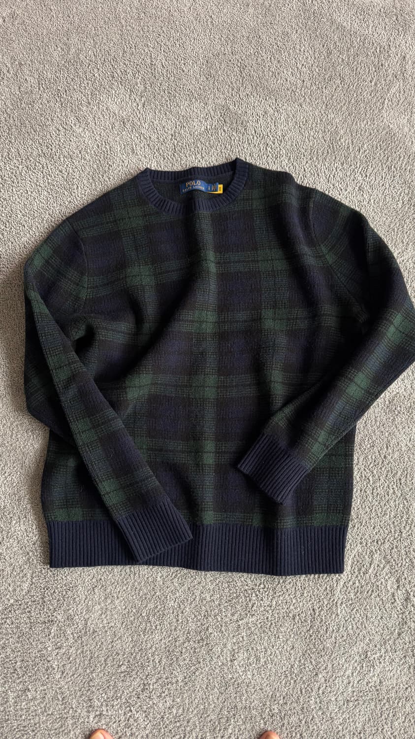 폴로 랄프로렌 블랙와치 100% 울 니트 L 상품이미지3