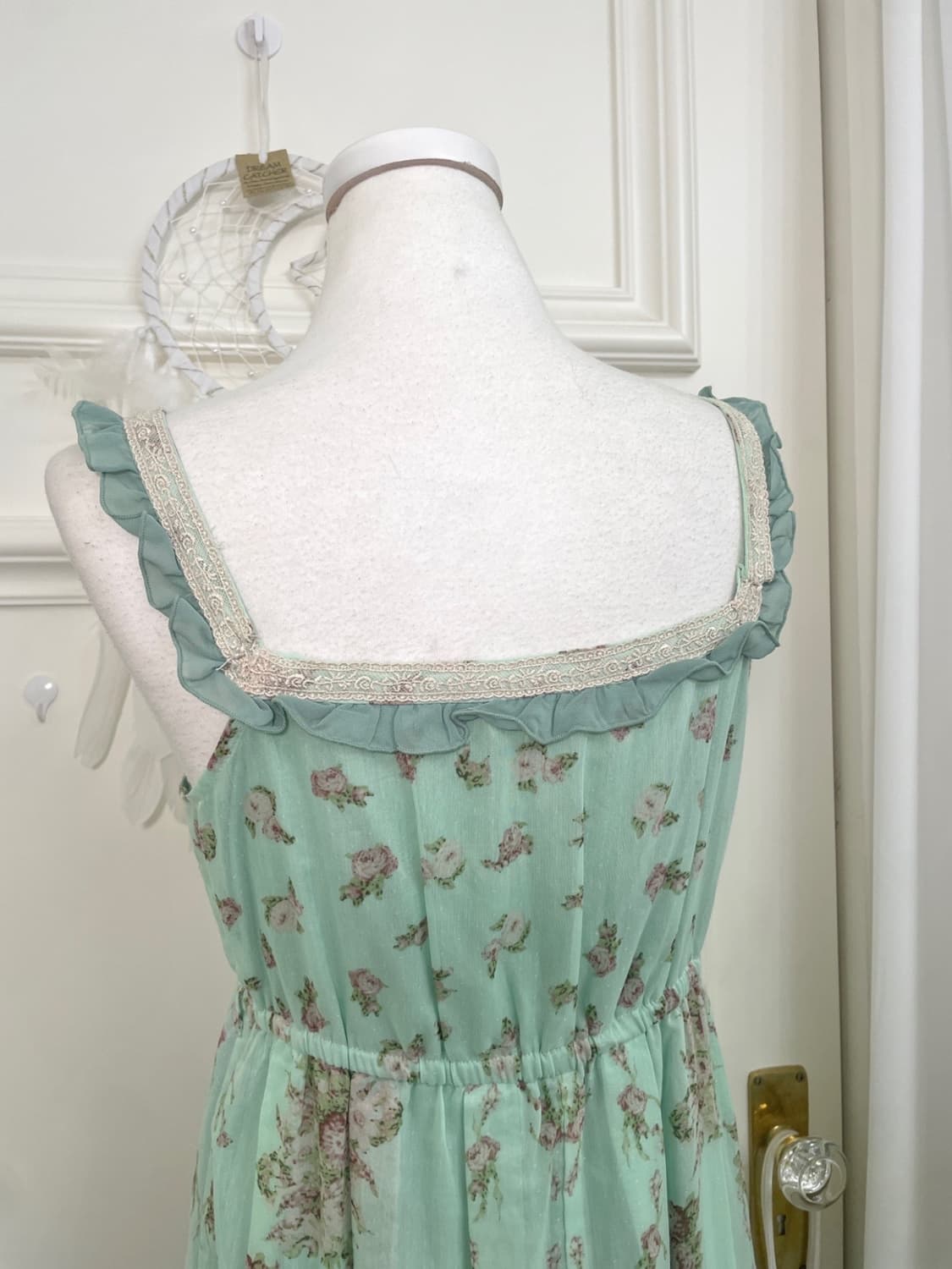 AXES FEMME mint lace trim flower long op 상품이미지5