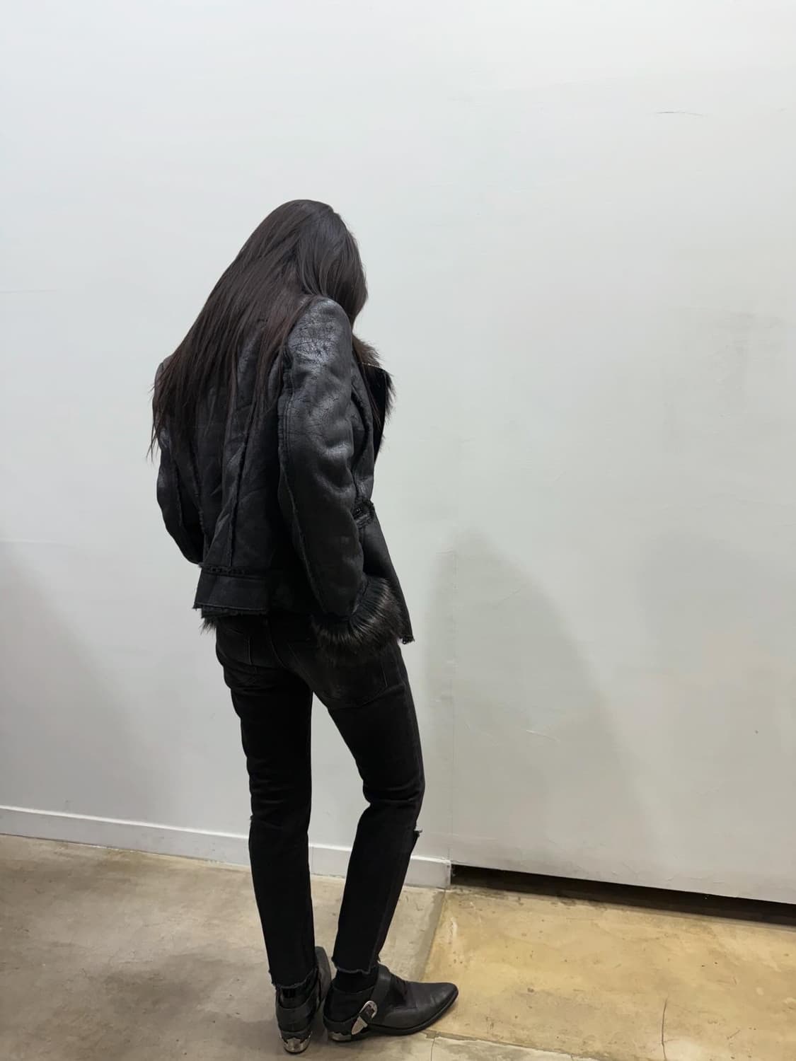 게스 퍼 디테일 비건 레더자켓 상품이미지9