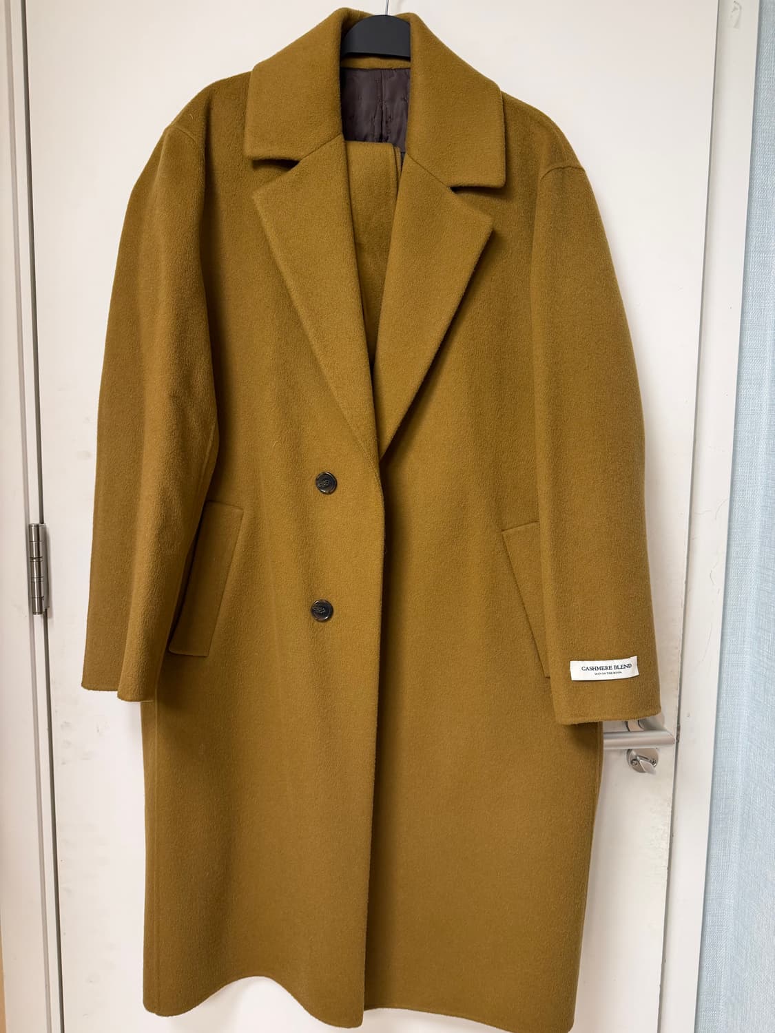 맨온더분 벨티드 울 캐시미어 카멜 코트 상품이미지1