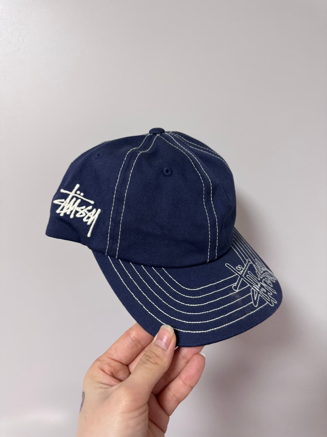 스투시 로우 스티치 볼캡 네이비 상품이미지1