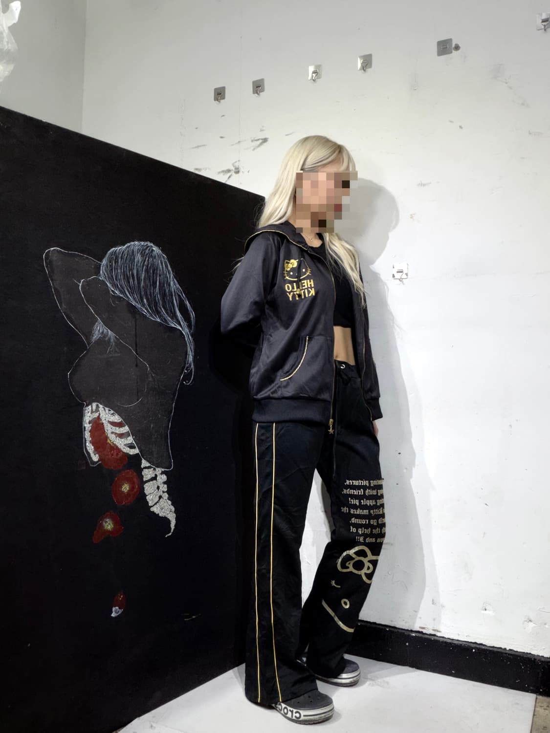 JPN 헬로키티 빅로고 져지 갸루 트레이닝 팬츠 추리닝 셋업 L 상품이미지4