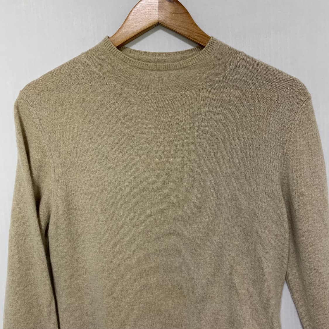 빈티지 캐시미어 100 베이지 라운드넥 반목 니트 여성 스웨터 상품이미지4