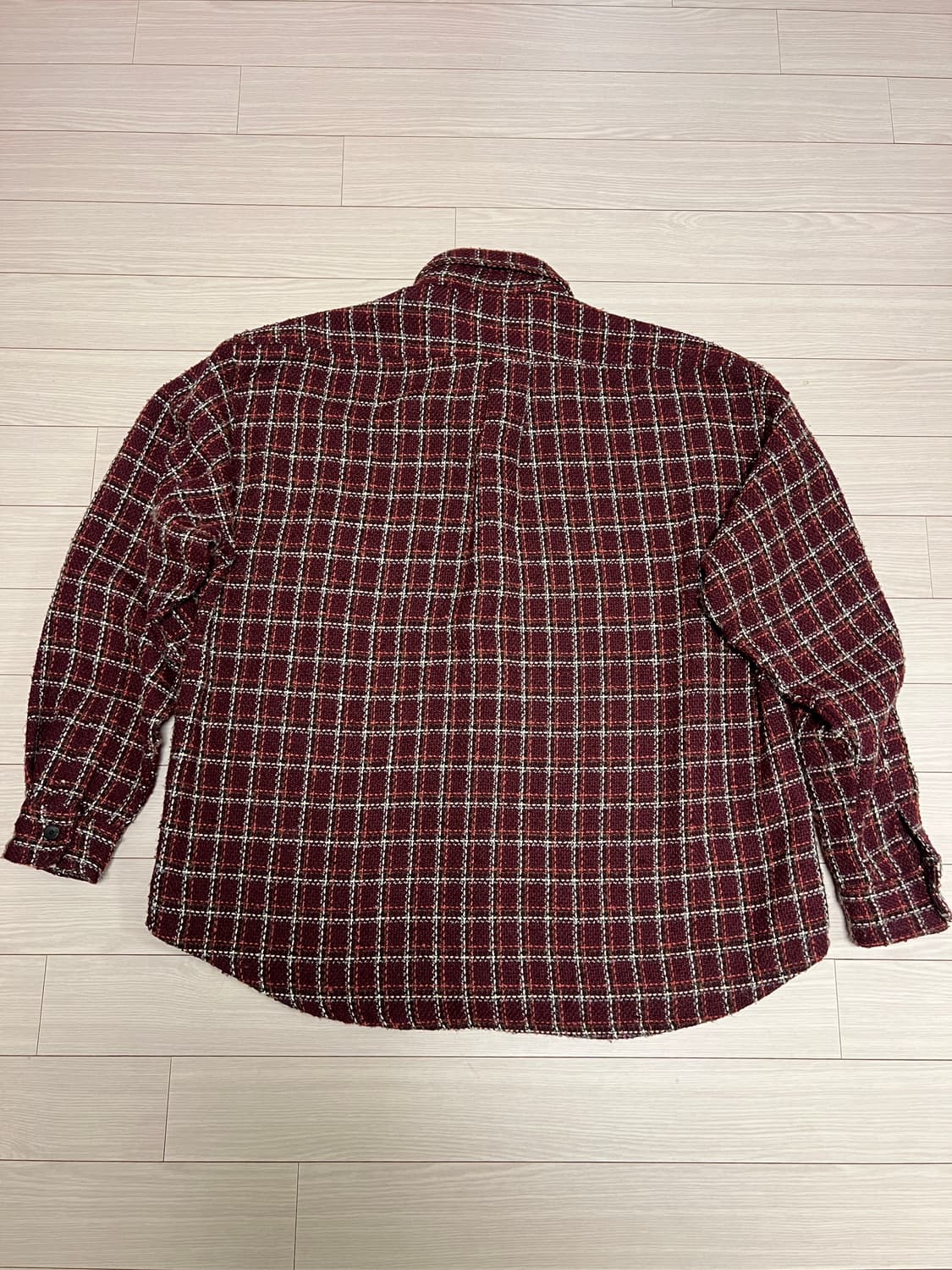 hoodie 버건디 체크 트위드 오버핏 셔츠 / 겨울 셔츠 아우터  상품이미지2