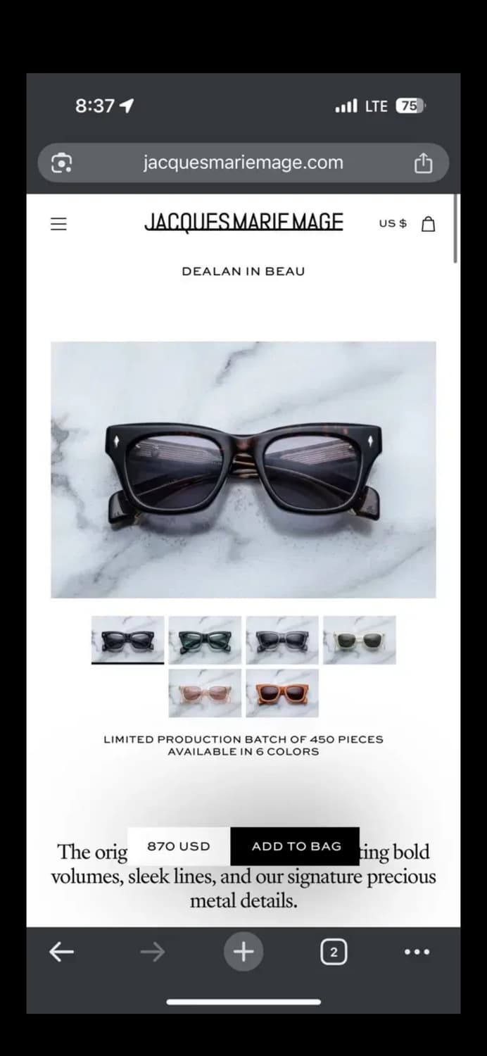 자크마리마지 써카 컬렉션 딜런 사이즈 50 상품이미지1