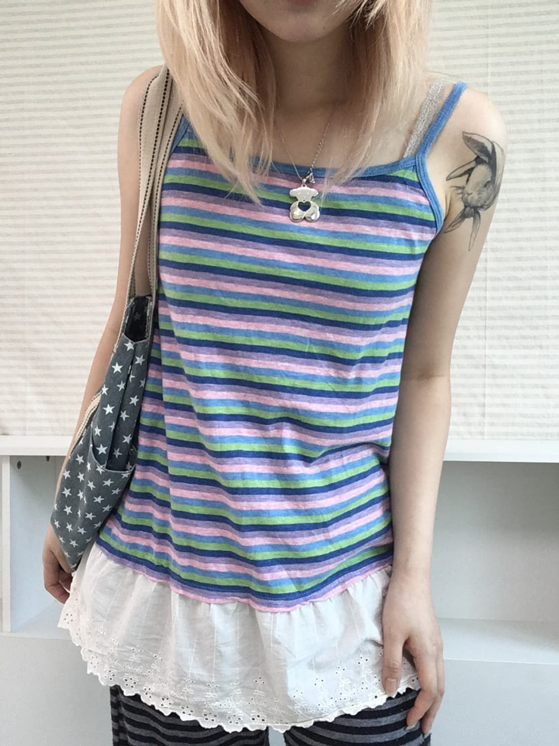 jpn vintage palette stripe lace sleevele 상품이미지2