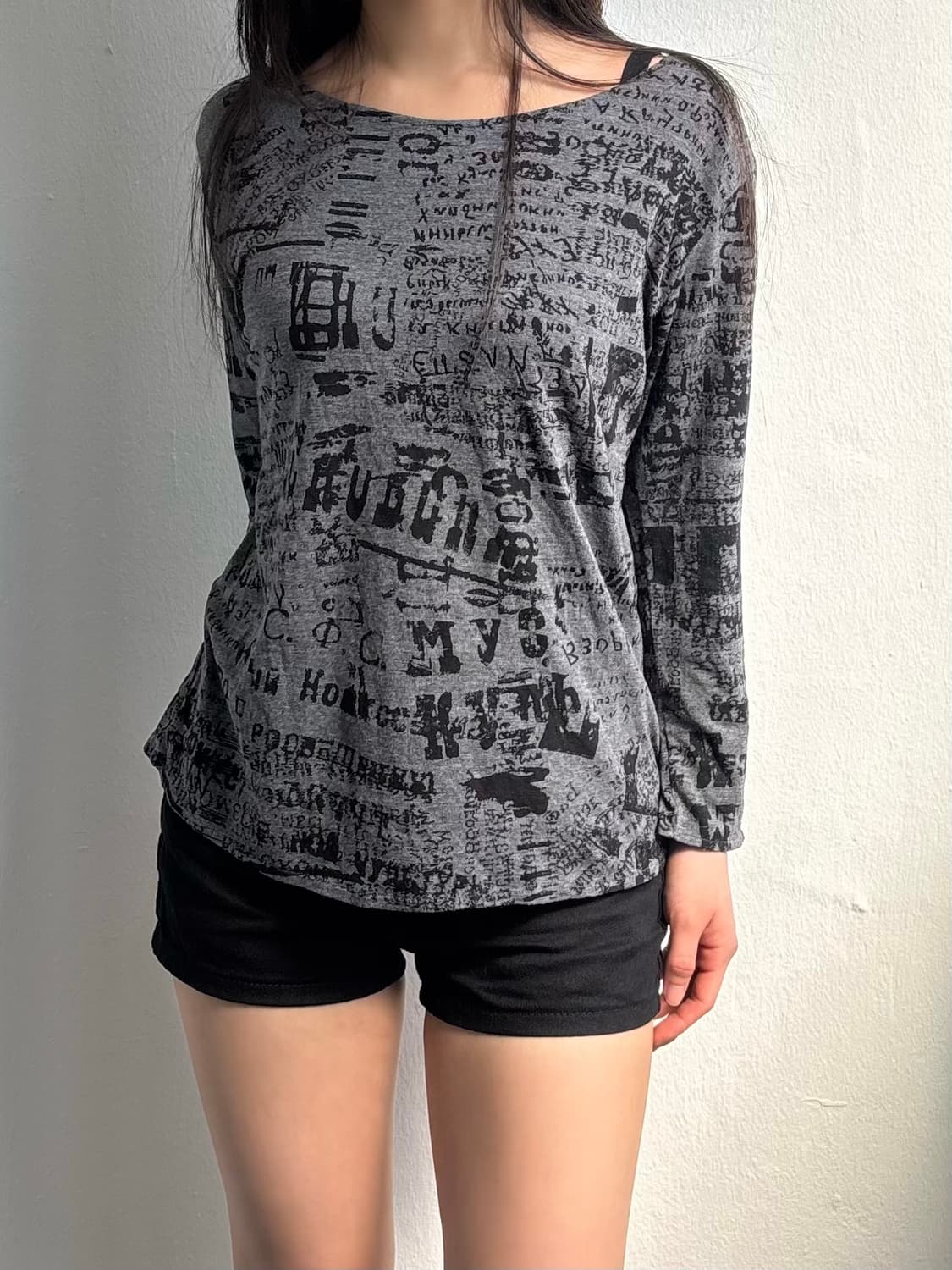 Vintage Grey Lettering Long Sleeve 상품이미지3