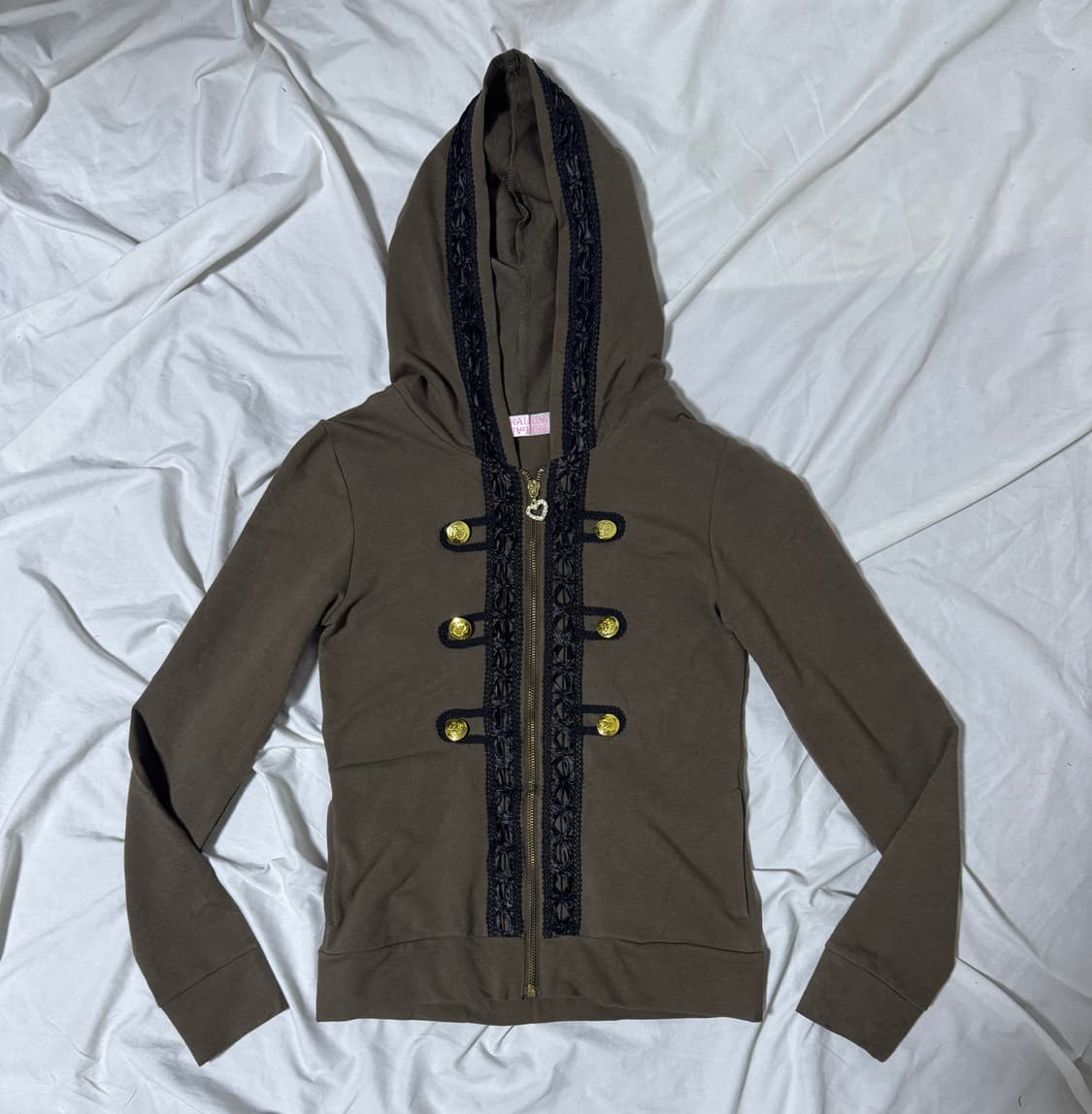 Tralala 레이스 금장 버튼 후드집업 y2k 갸루 밀리터리 상품이미지2