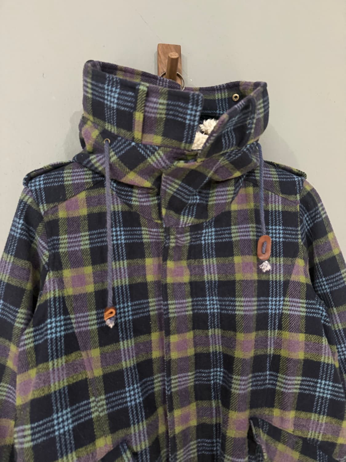 check pattern high-neck detail coat 상품이미지7